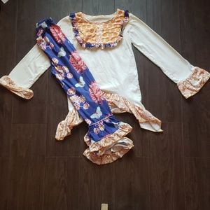 Bell Sleeve Butterfly Tunic Boutique Pant Set